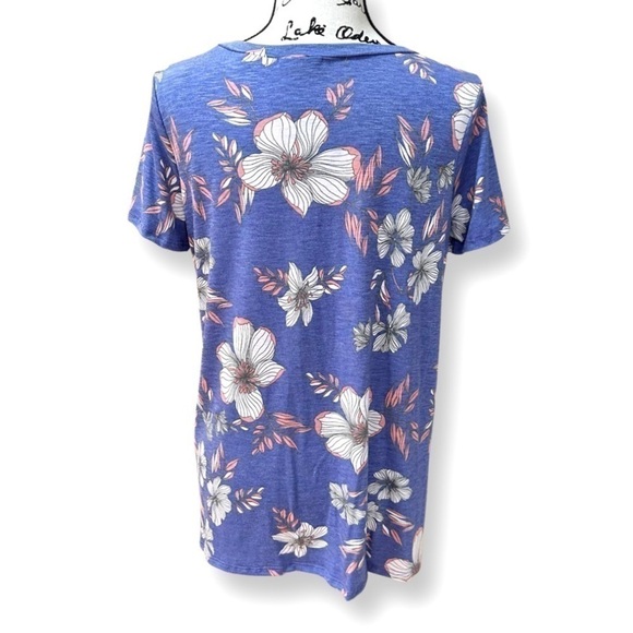 Floral USA Made Short Sleeve Top with Front Knot Size S - Picture 6 of 7